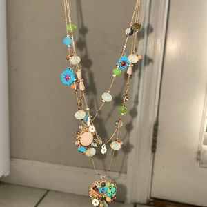 Betsy Johnson Gold layered beaded necklace
